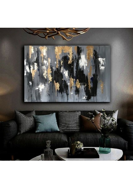 Harikabirev Yağlı Boya Görünümlü Soyut Tablo Premium Kalite Dekoratif Hd Baskı Kanvas Tablo N19