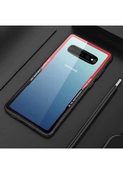 Samsung Galaxy S10 Plus Kılıf Kenarları Silikon Arka Kısım Temperli Cam Craft Kılıf