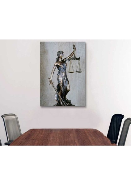 Adalet Tanrıçası Themis ve Kılıcı, Adaletin Terazisi, Hukuk Bürosu, Avukatlık Hd Baskı Kanvas Tablo
