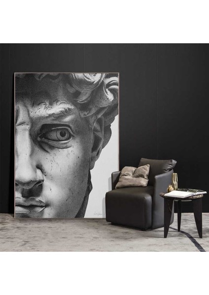 Michelagelo Heykel Görünümlü Hd Baskı Kanvas Tablo