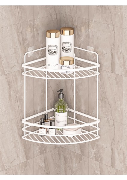 Yapışkanlı Ömür Boyu Paslanmaz Banyo Düzenleyici Şampuanlık LK02