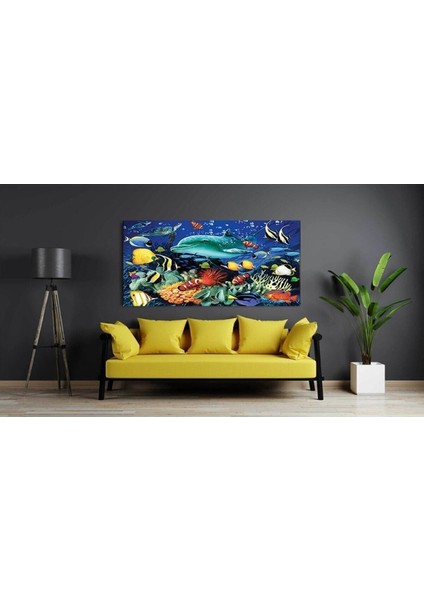 Çocuk Odası Için Balıklar Alemi Kanvas Gülen Tablo