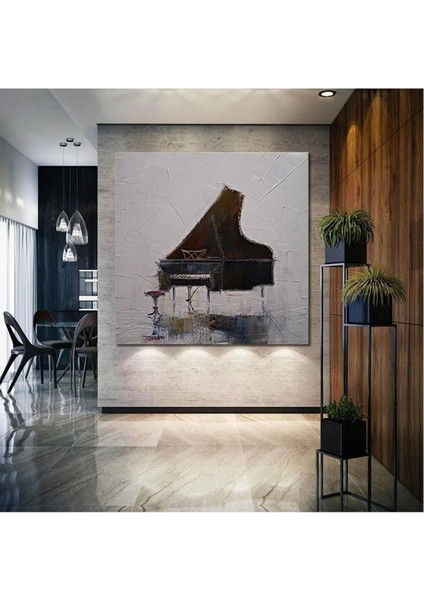 Piyano Yağlı Boya Efektli Müzik Sanat Dekor Hd Baskı Kanvas Tablo AR030174