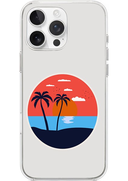 Apple iPhone 16 Pro Uyumlu Palmiye Ağaçları Desenli Silikon Kılıf