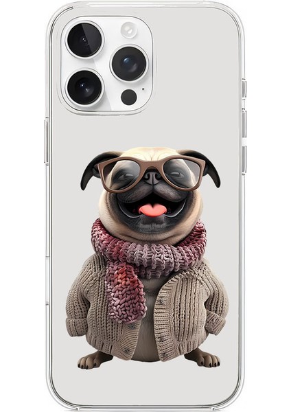 Apple iPhone 13 Pro Uyumlu Gözlüklü Şirin Köpek Desenli Silikon Kılıf
