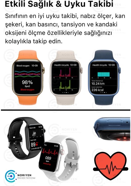 Watch 7 Beyaz Akıllı Saat Iphone ve Android Uyumlu Son Nesil Yan Düğme Aktif