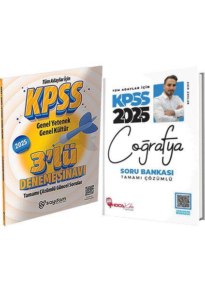 Hoca Kafası 2025 KPSS Coğrafya Soru Bankası - Saydam Yayınları 2025 KPSS 3lü Deneme Armağan