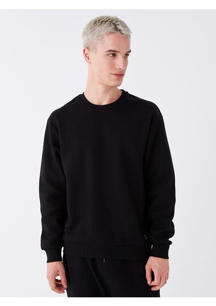 Oversize Bisiklet Yaka Uzun Kollu Erkek Sweatshirt