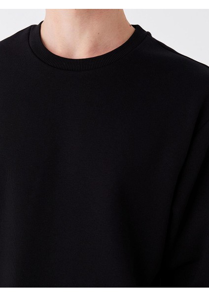 Oversize Bisiklet Yaka Uzun Kollu Erkek Sweatshirt