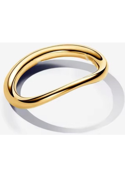 925 Ayar Gold Renk Doğal Şekilli Şerit Yüzük modelleri