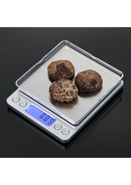 Dijital Hassas Mutfak-Kuyumcu-Sporcu Terazisi 3000 gr / 0.1 gr LCD Ekranlı Paslanmaz Çelik Yüzey