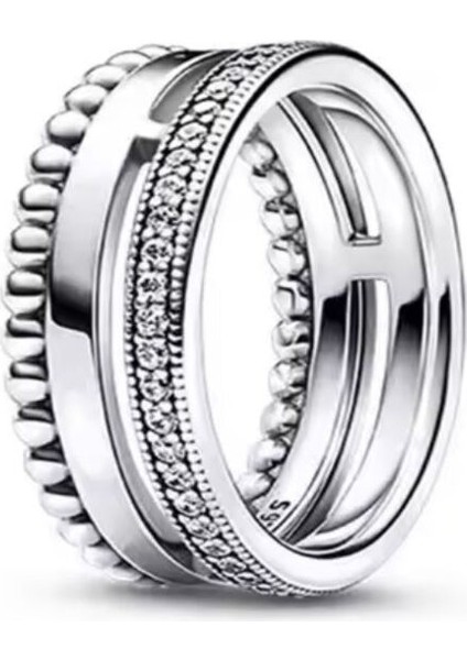 Signature Logo Pavé ve Boncuklu Yüzük