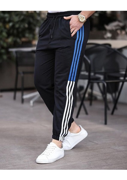 Erkek Lastik Paça Şeritli Sportif Eşofman Altı