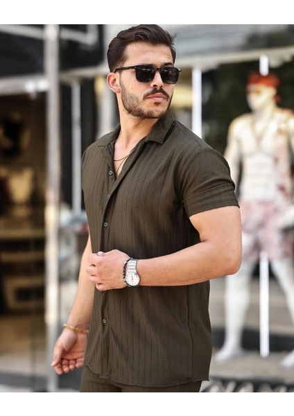Erkek Burgulu Yazlık Basic Oversize Şort Gömlek Takım