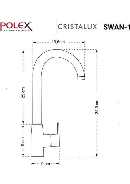 Cristalux Swan-1 Mutfak Evye Bataryası