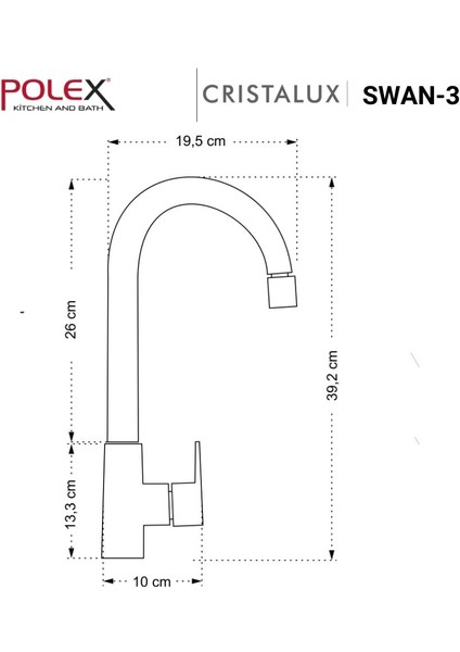 Cristalux Swan-3 Mutfak Evye Bataryası