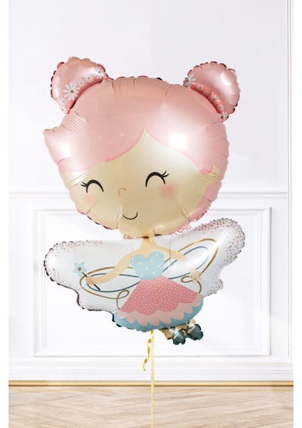 Pastel Renkler Peri Kızı Folyo Balon Sevimli Peri Kız Balon