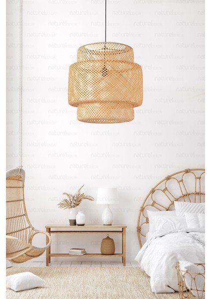 Sinnerlig Bambu Avize 50cm- Iskandinav, Modern, Bohem, Rattan Avize, Aydınlatma