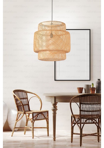 Sinnerlig Bambu Avize 50cm- Iskandinav, Modern, Bohem, Rattan Avize, Aydınlatma