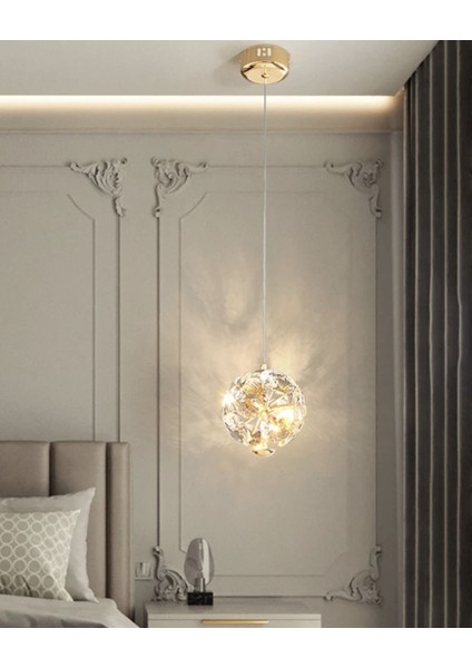Luxury Exclusive Modern Crystal Led Avize Kristal Taşlı Tekli Sarkıt Avize Gold Sarı Kademeli 3 Ren