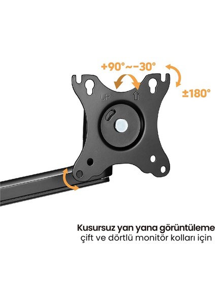 2'Li Monitör Tutucu, 17''-32'' Ekranlar Için, Her Biri 8KG Taşıma Kapasiteli, Vesa Uyumlu, Siyah