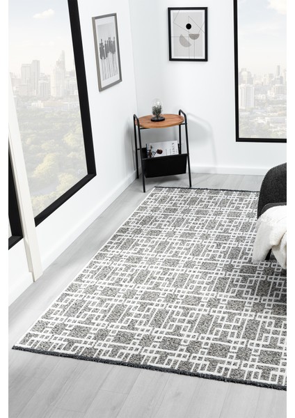 Bukle Krem Kaymaz Taban Makinede Yıkanabilir Kilim Balkon Mutfak Halısı Bk475 80 x 300