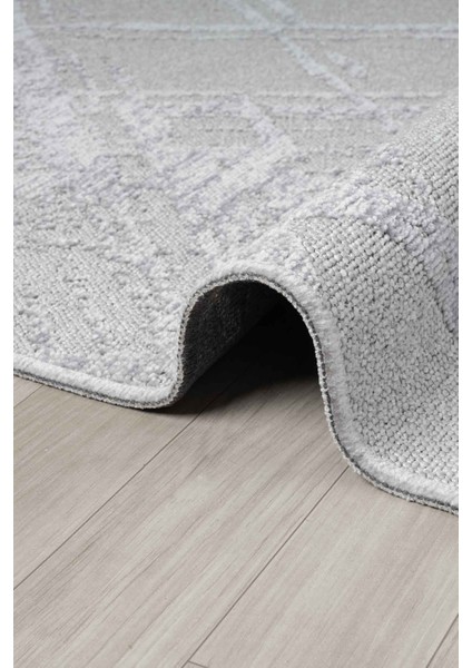 Bukle Gri Kaymaz Taban Makinede Yıkanabilir Kilim Balkon Mutfak Halısı Bk176 200 x 290