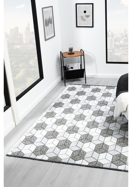 Bukle Krem Kaymaz Taban Makinede Yıkanabilir Kilim Balkon Mutfak Halısı Bk476 80 x 300