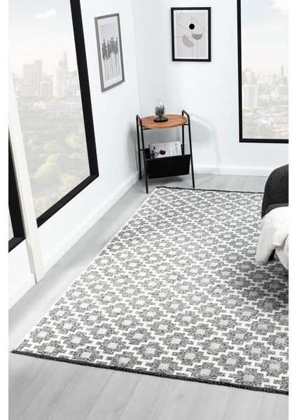 Bukle Krem Kaymaz Taban Makinede Yıkanabilir Kilim Balkon Mutfak Halısı Bk477 80 x 150