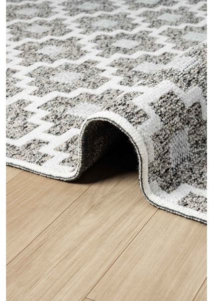 Bukle Krem Kaymaz Taban Makinede Yıkanabilir Kilim Balkon Mutfak Halısı Bk477 80 x 150