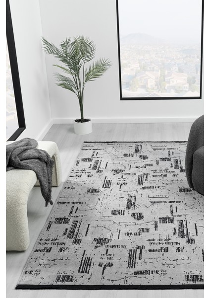 Eko Gri Kaymaz Taban Kilim Balkon Mutfak Oturma Odası Halısı Yoluk Eko113 80 x 150