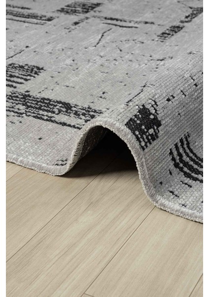 Eko Gri Kaymaz Taban Kilim Balkon Mutfak Oturma Odası Halısı Yoluk Eko113 80 x 150