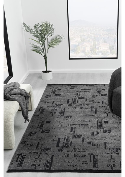 Eko Antrasit Kaymaz Taban Kilim Balkon Mutfak Oturma Odası Halısı Yoluk Eko115 80 x 150