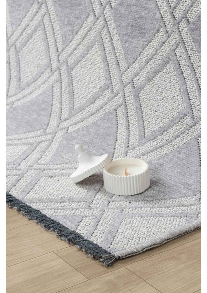 Bukle Gri Kaymaz Taban Makinede Yıkanabilir Kilim Balkon Mutfak Halısı Bk190 100 x 200