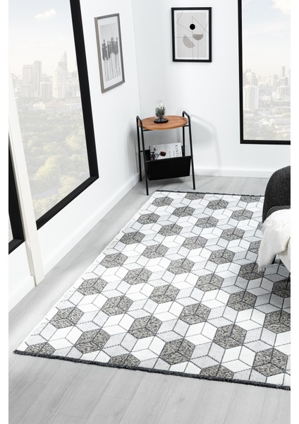 Bukle Krem Kaymaz Taban Makinede Yıkanabilir Kilim Balkon Mutfak Halısı Bk476 80 x 150