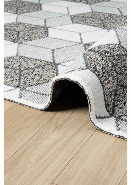 Bukle Krem Kaymaz Taban Makinede Yıkanabilir Kilim Balkon Mutfak Halısı Bk476 80 x 150