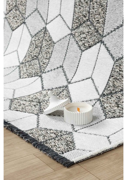 Bukle Krem Kaymaz Taban Makinede Yıkanabilir Kilim Balkon Mutfak Halısı Bk476 80 x 300