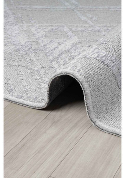 Bukle Gri Kaymaz Taban Makinede Yıkanabilir Kilim Balkon Mutfak Halısı Bk176 120 x 180