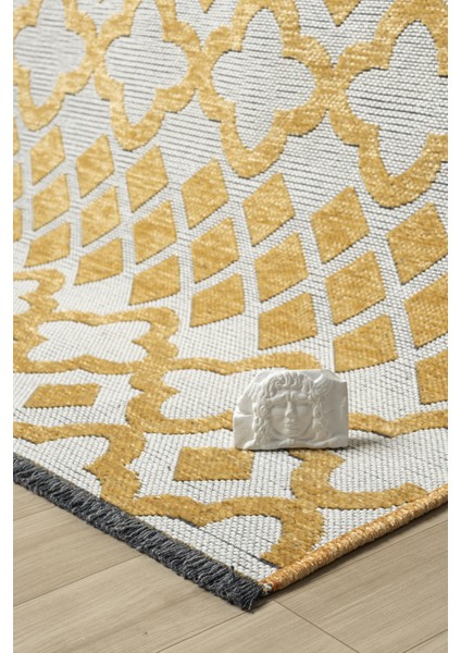 Ipar Hardal Çift Taraflı Dokuma Kilim Balkon Mutfak Oturma Odası Halısı Ip0039 100 x 200