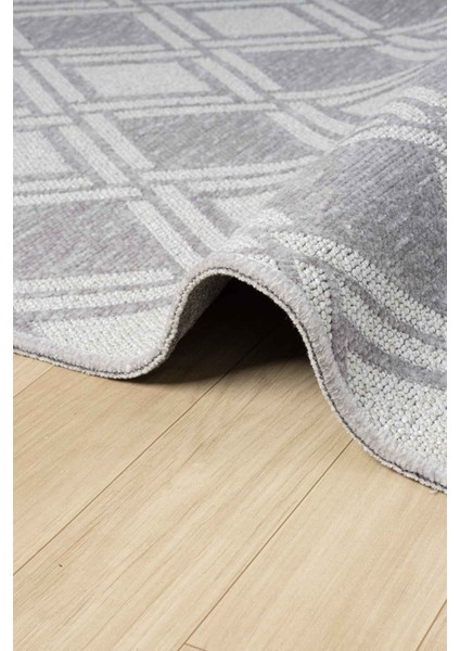 Bukle Gri Kaymaz Taban Makinede Yıkanabilir Kilim Balkon Mutfak Halısı Bk190 120 x 180