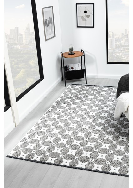 Bukle Krem Kaymaz Taban Makinede Yıkanabilir Kilim Balkon Mutfak Halısı Bk478 80 x 150