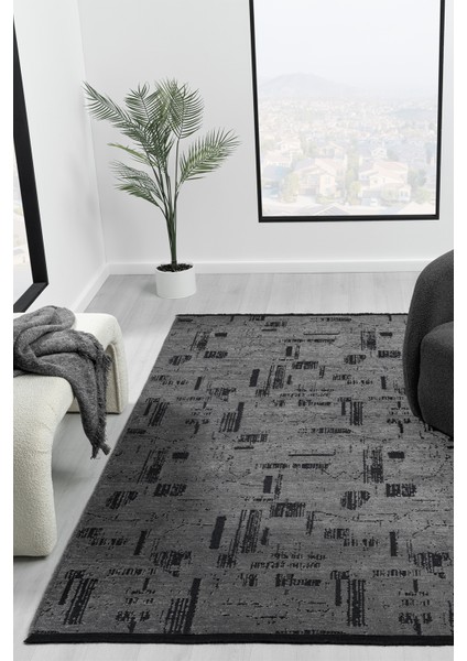 Eko Antrasit Kaymaz Taban Kilim Balkon Mutfak Oturma Odası Halısı Yoluk Eko115 100 x 300
