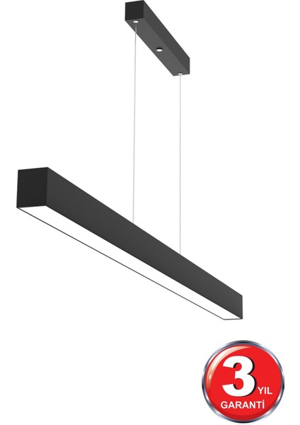 Lineer 120cm ( Siyah Kasa, Gün Işığı ) Ledli Sarkıt Modern Led Avize, Salon, Mutfak, Lineer Avize