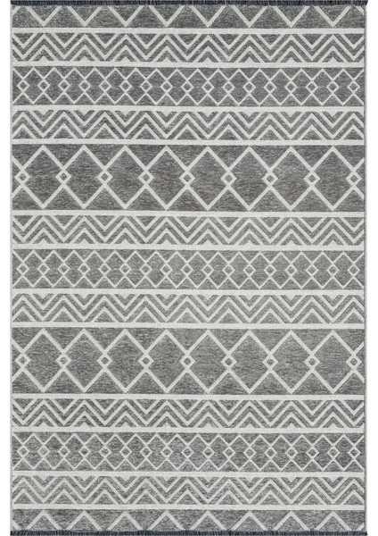 Ipar Gri Çift Taraflı Dokuma Kilim Balkon Mutfak Oturma Odası Halısı Ip0041 80 x 300