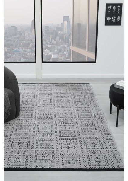 Eko Gri Kaymaz Taban Kilim Balkon Mutfak Oturma Odası Halısı Yoluk Eko336 100 x 300