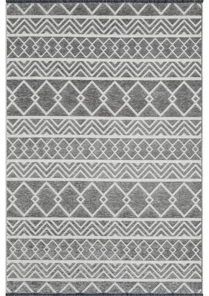 Ipar Gri Çift Taraflı Dokuma Kilim Balkon Mutfak Oturma Odası Halısı Ip0041 80 x 150