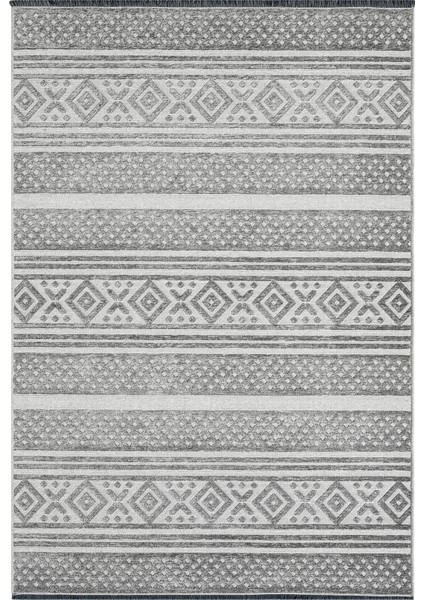 Ipar Gri Çift Taraflı Dokuma Kilim Balkon Mutfak Oturma Odası Halısı Ip0042 80 x 300