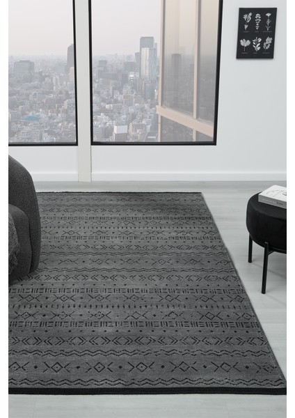 Eko Antrasit Kaymaz Taban Kilim Balkon Mutfak Oturma Odası Halısı Yoluk Eko343 100 x 200