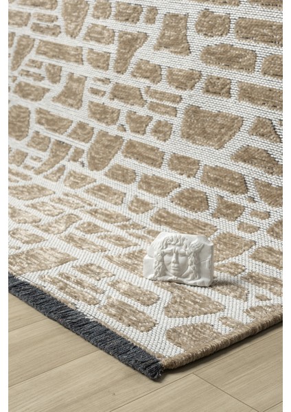Ipar Bej Çift Taraflı Dokuma Kilim Balkon Mutfak Oturma Odası Halısı Ip0033 100 x 200