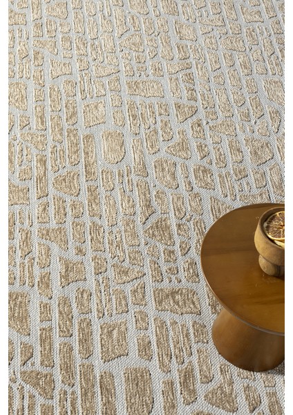 Ipar Bej Çift Taraflı Dokuma Kilim Balkon Mutfak Oturma Odası Halısı Ip0033 100 x 200